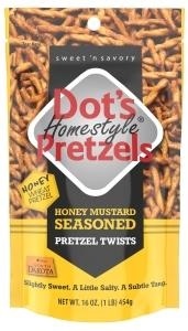 57216 Mustard Pretzel Twists, Honey, 16 oz